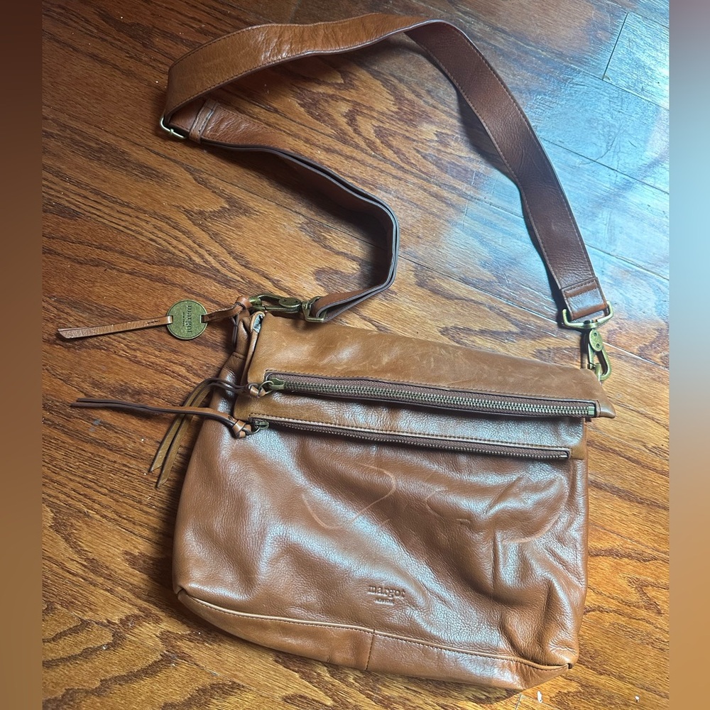 Margot New York "Mickey Double Zip" crossbody bag  two zipper flaps on the front